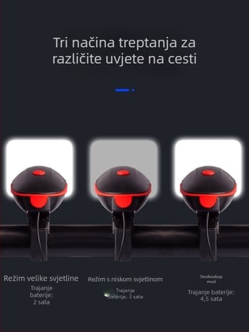 Prednje svjetlo za bicikl visoke svjetline za noćnu vožnju, kompatibilno s planinskim biciklima, uz zvono i električni rog