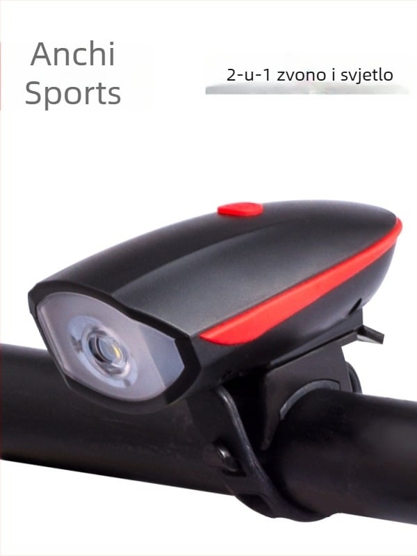 Prednje svjetlo za bicikl visoke svjetline za noćnu vožnju, kompatibilno s planinskim biciklima, uz zvono i električni rog