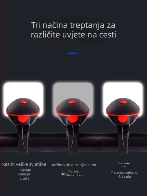 Prednje svjetlo za bicikl visoke svjetline za noćnu vožnju, kompatibilno s planinskim biciklima, uz zvono i električni rog
