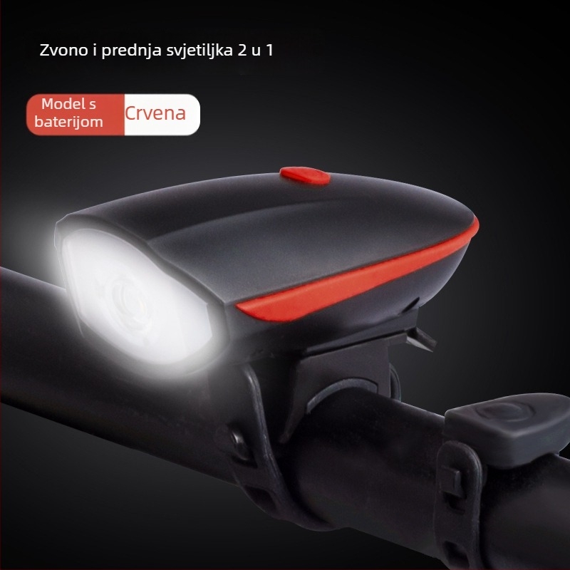 Prednje svjetlo za bicikl visoke svjetline za noćnu vožnju, kompatibilno s planinskim biciklima, uz zvono i električni rog