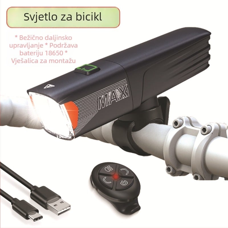 Bežični prednji svjetlosni sklop za bicikl s daljinskim upravljačem, prebacivanje između daljinskog i bliskog svjetla, vodootporna, punjiva — HONG TU SHENG