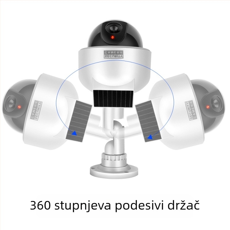 Simulirana sigurnosna kamera – solarno napajanje, minimalna osvijetljenost 0.00001 lux, SNR > 44 dB, radna temperatura -5 do 55°C, napajanje 3V, ABS kućište