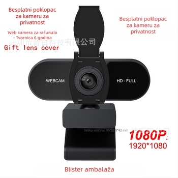 USB web kamera s ugrađenim mikrofonom i poklopcem leće, 2560×1440 pri 30fps, USB 2.0