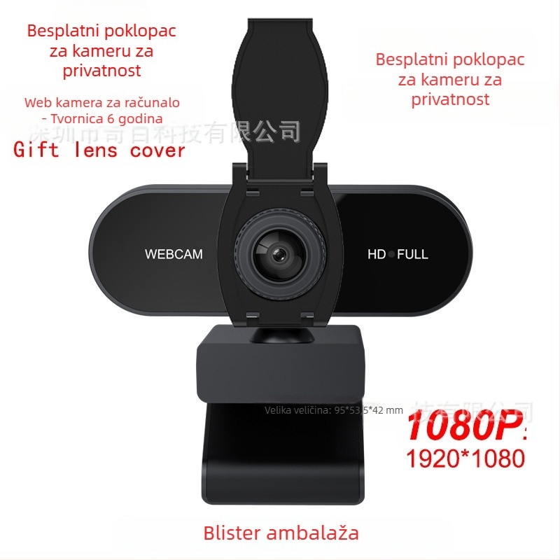 USB web kamera s ugrađenim mikrofonom i poklopcem leće, 2560×1440 pri 30fps, USB 2.0