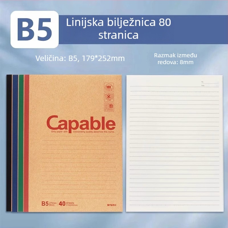 Beležnica Morning light, bežični uvez, papir 80 g/m², 50–100 stranica, uredski stil