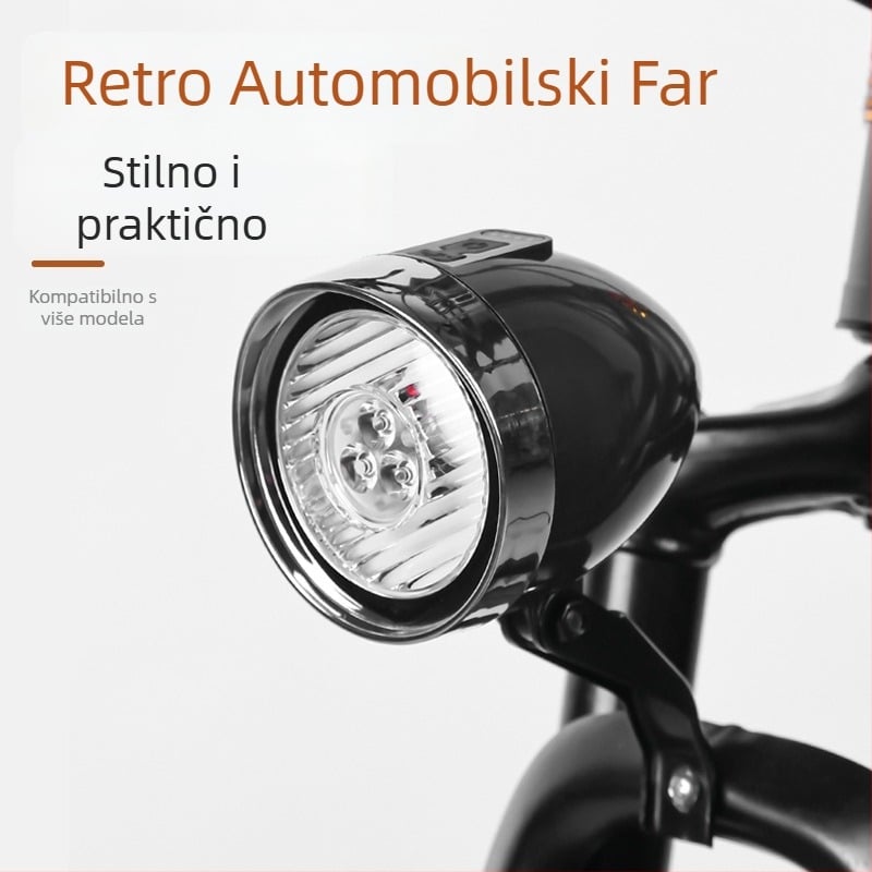 Prednja svjetiljka za bicikl USB punjiva, 3-LED retro rasvjeta za planinski bicikl - Yuuisd/Yusidi privatna marka