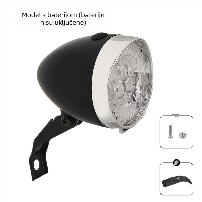 Prednja svjetiljka za bicikl USB punjiva, 3-LED retro rasvjeta za planinski bicikl - Yuuisd/Yusidi privatna marka