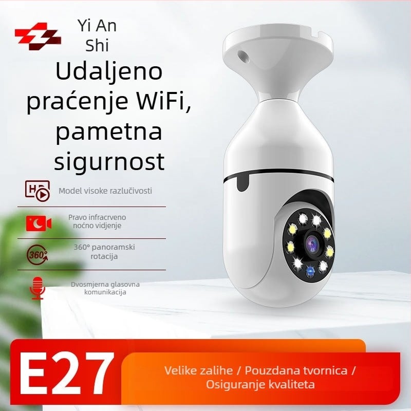 IP kamera E27 - 1080p, noćno viđenje, WiFi, unutarnja uporaba, 3.6 mm objektiv