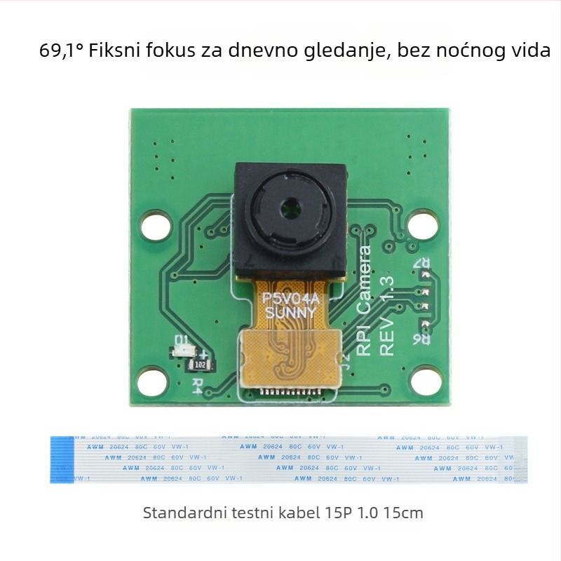 HD kamera modul za Raspberry Pi s OV5647 senzorom od 5 MP, rezolucija 2592x1944, 30fps, CSI sučelje, ručni fokus