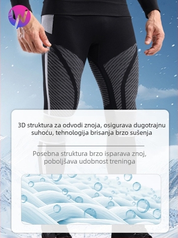 Muške skijaške hlače - brzo se suše, tople, tijesne, kompresijske, tkanina od kemijskih vlakana