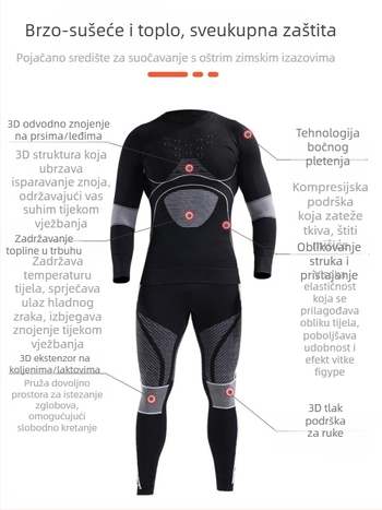 Muške skijaške hlače - brzo se suše, tople, tijesne, kompresijske, tkanina od kemijskih vlakana