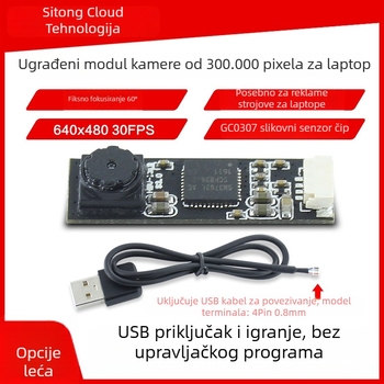 HBV1319 USB kamera modul, bez upravljačkog programa, GC0307 senzor 0.3MP, 640x480 @30fps, USB 2.0, fiksni fokus