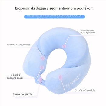 U-oblik jastuk za vrat XY-030, punilo PP pamuk, jezgro Crystal fleece, moderan minimalistički stil, namijenjeno odraslima