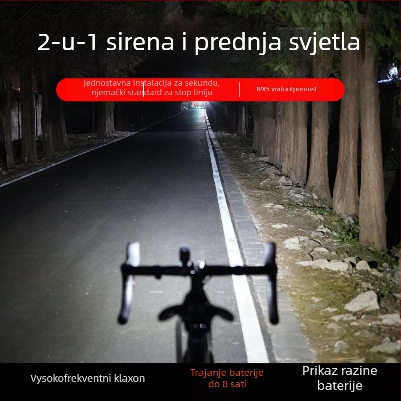 Punjava se vodootporno prednje svjetlo za bicikl, visoka svjetlina, za noćnu vožnju na planinskim i cestovnim biciklima