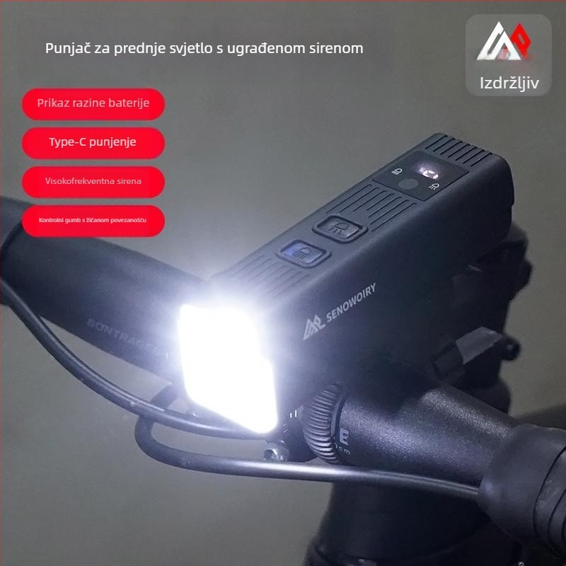 Punjava se vodootporno prednje svjetlo za bicikl, visoka svjetlina, za noćnu vožnju na planinskim i cestovnim biciklima