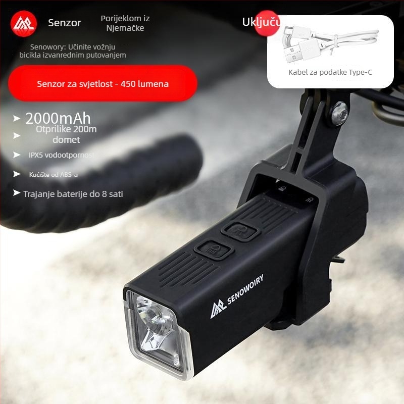 Punjava se vodootporno prednje svjetlo za bicikl, visoka svjetlina, za noćnu vožnju na planinskim i cestovnim biciklima