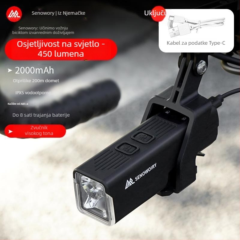 Punjava se vodootporno prednje svjetlo za bicikl, visoka svjetlina, za noćnu vožnju na planinskim i cestovnim biciklima