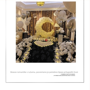 Latex baloni s aluminijskom folijom, okruglog oblika, geometrijski uzorak, paket za prosidbu i Dan zaljubljenih, dekoracija spavaće sobe