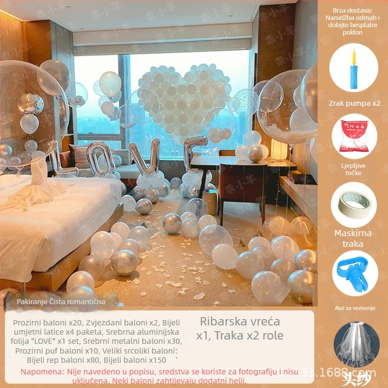 Latex baloni s aluminijskom folijom, okruglog oblika, geometrijski uzorak, paket za prosidbu i Dan zaljubljenih, dekoracija spavaće sobe