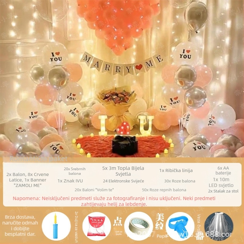 Latex baloni s aluminijskom folijom, okruglog oblika, geometrijski uzorak, paket za prosidbu i Dan zaljubljenih, dekoracija spavaće sobe