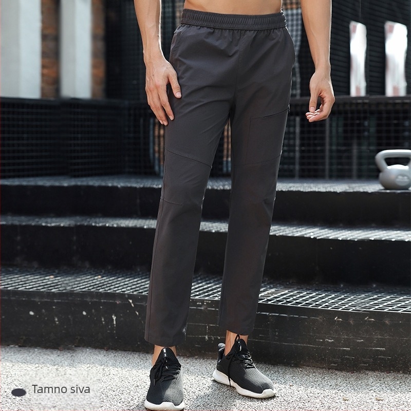 Muške cropped sportske hlače, 90% najlon, brzo sušeće, srednji pojas, uski kroj, jesen, korejski stil
