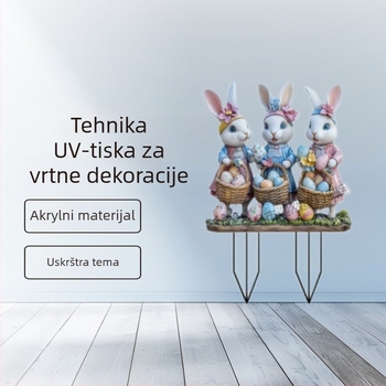 Akrilne vrtne dekoracije za vrt: uskršnja jaja i zeko, UV otisak, viseći ukras za dvorište, moderan minimalistički stil