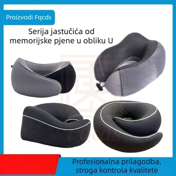 U-oblike jastuk za vrat s memorijskom pjenom za putovanja, za odrasle, navlaka od kristalnog velura, moderni minimalistički dizajn, prenosiv