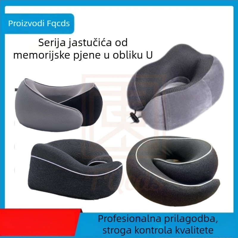 U-oblike jastuk za vrat s memorijskom pjenom za putovanja, za odrasle, navlaka od kristalnog velura, moderni minimalistički dizajn, prenosiv