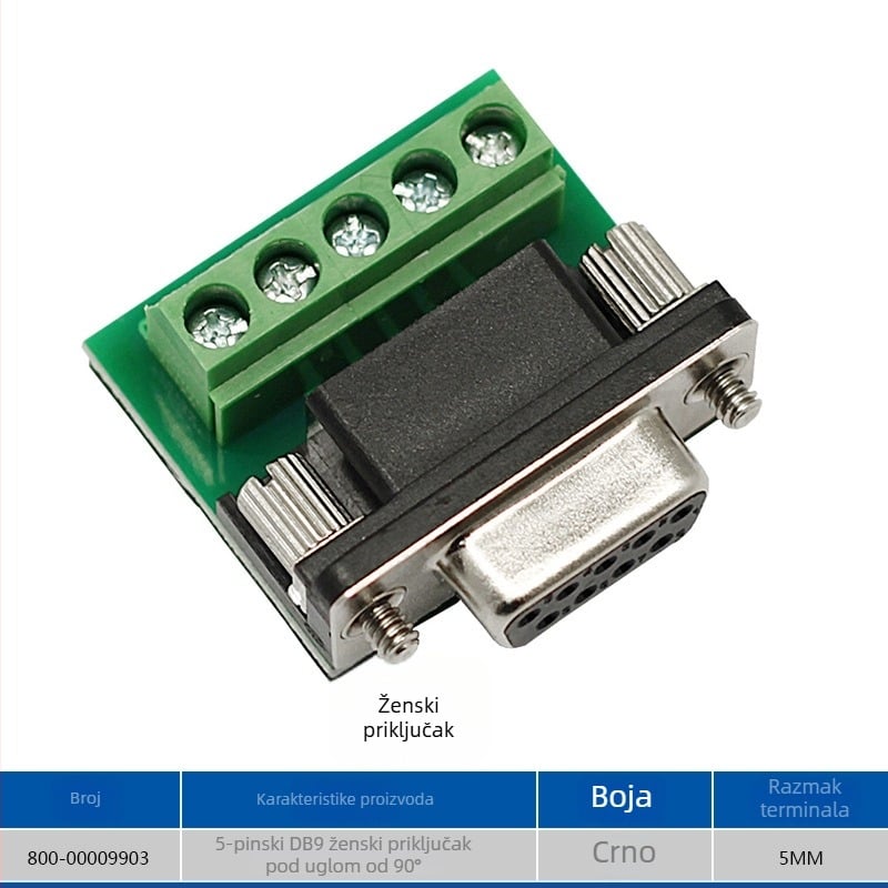 DB9 adapter s izkrivljenim priključcima (muški i ženski), RS-232/485/422 sučelje, model 800-00009904, za komunikacijske primjene