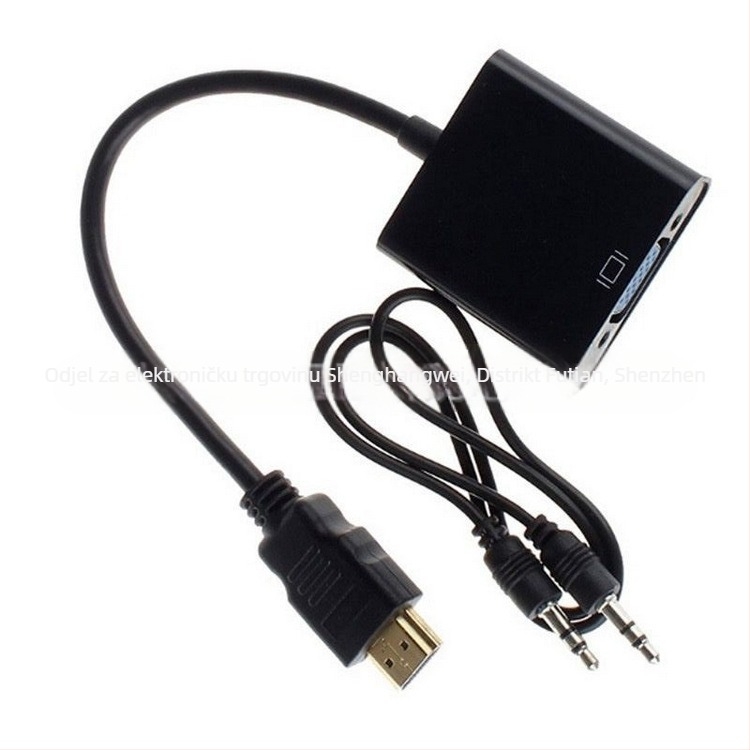 HDMI na VGA adapter kabel sa zvukom, 1080P, kompatibilan s Windows 7, duljina kabela 0.20 m, podržava daljinsko buđenje