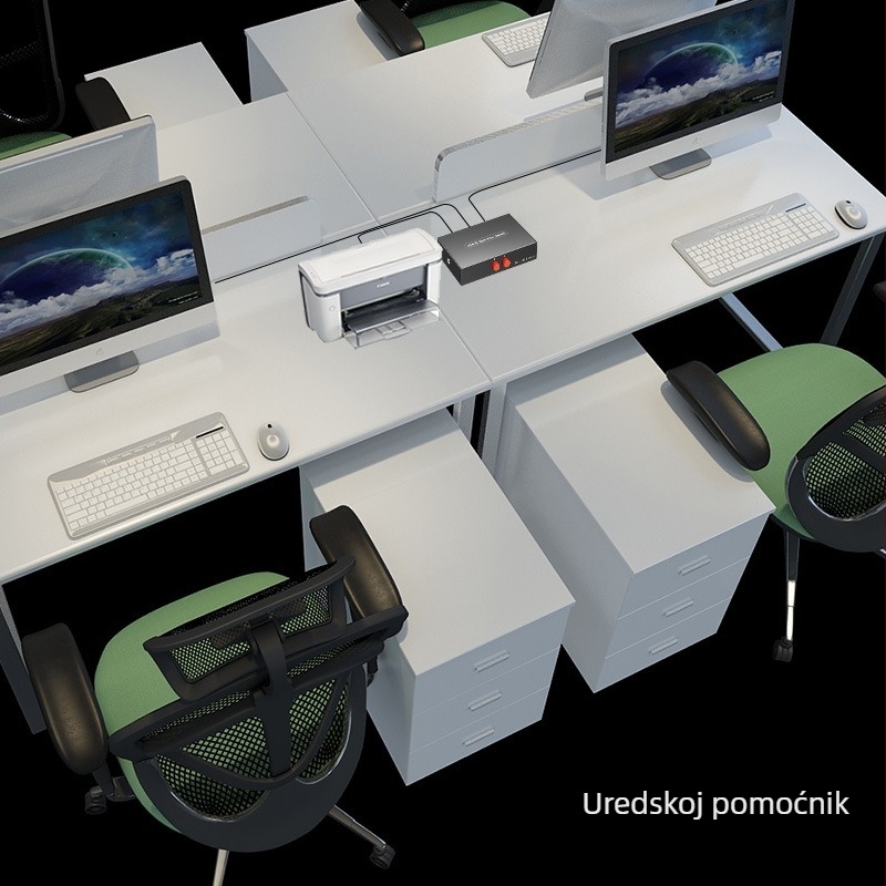 USB prekidač za dijeljenje pisača, 24-portni, 2 ulaza–4 izlaza, ABB-UM201, Hiroshi — OEM dostupan; podržava jedinstvenu distribuciju
