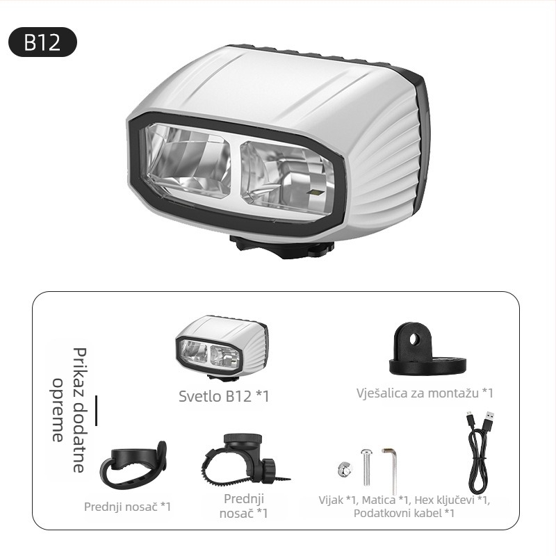 Svjetlo za bicikl od aluminijske legure, dvostruki LED, lagano i kompaktno, za cestovne i planinske bicikle