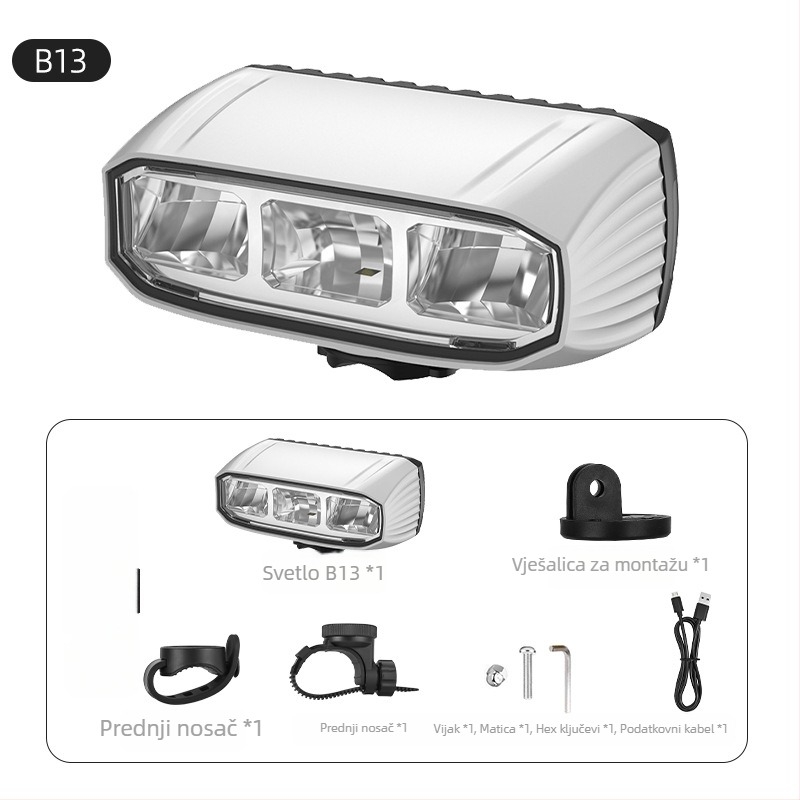 Svjetlo za bicikl od aluminijske legure, dvostruki LED, lagano i kompaktno, za cestovne i planinske bicikle