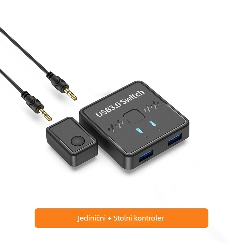 USB 3.0 dvodirekcijski prekidač za dijeljenje jednog USB uređaja između dvaju računala, 2 ulaza/1 izlaz, 1,2 m kabel, model LYL-SW301, kompatibilan s Windows 7–11