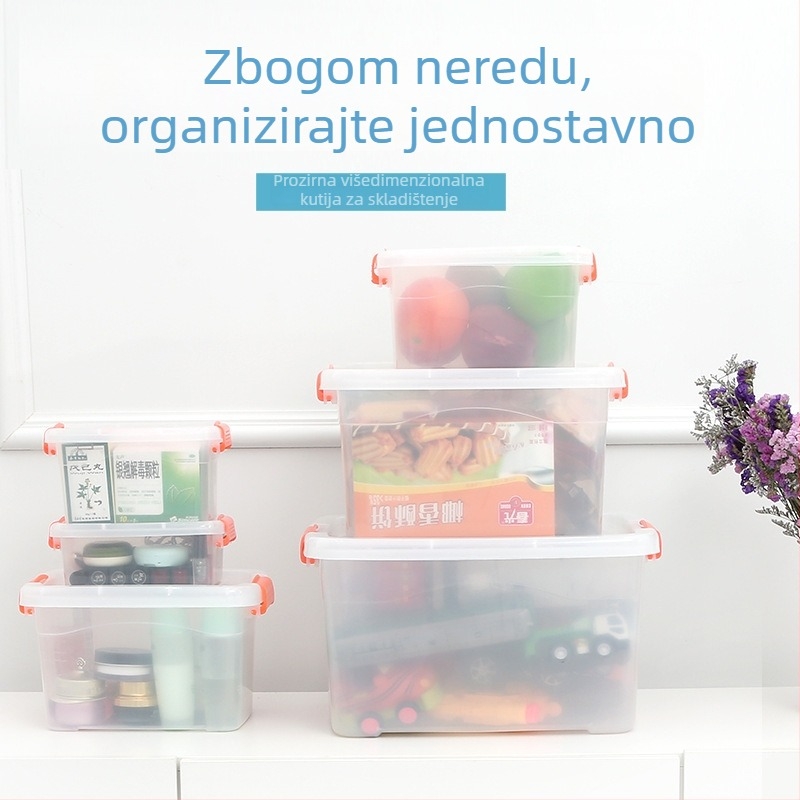 Plastična kutija za pohranu na stolu, ojačani prozirni dizajn, PP materijal, višestruka namjena, prijenosna, otporna na prašinu