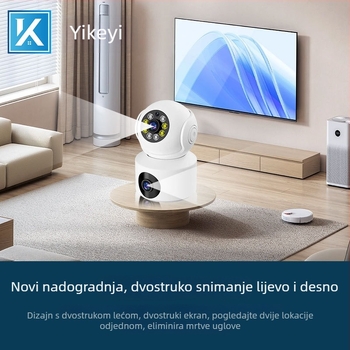 IP kamera s dvostrukim objektivima i rotacijom od 360°, 1080p rezolucija, 3,6 mm objektiv, unutarnje noćno snimanje (0.001 lux minimalno osvjetljenje)
