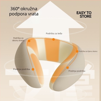 Ed jastučnica za putovanje s memory foam U-oblikom za odrasle, navlaka od poliestera i pamuka, moderni minimalistički stil