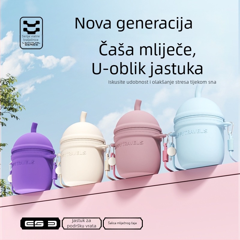Ed jastučnica za putovanje s memory foam U-oblikom za odrasle, navlaka od poliestera i pamuka, moderni minimalistički stil