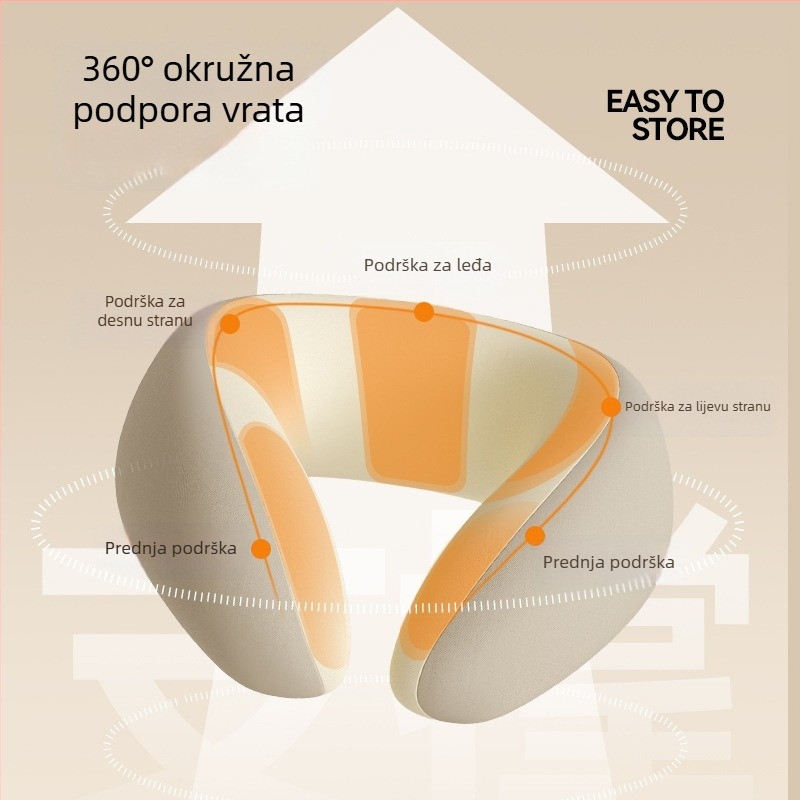 Ed jastučnica za putovanje s memory foam U-oblikom za odrasle, navlaka od poliestera i pamuka, moderni minimalistički stil