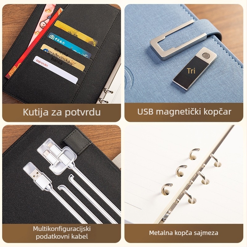 Ink Dot bilježnica s bežičnim punjenjem i izvorom energije, s listovima koji se mogu razdvajati, Daolin papir 80gsm, 100–200 stranica