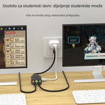 Dongji RJ45 Ethernet splitter 1–2 za dva računala, povezivanje na gigabitni switch