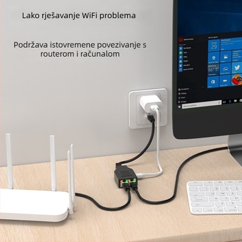 Dongji RJ45 Ethernet splitter 1–2 za dva računala, povezivanje na gigabitni switch