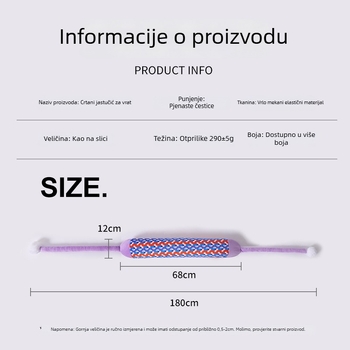 U-oblika putni jastuk za vrat za odrasle — punilo od pjenastih čestica, superelastična i meka tkanina, crtani stil