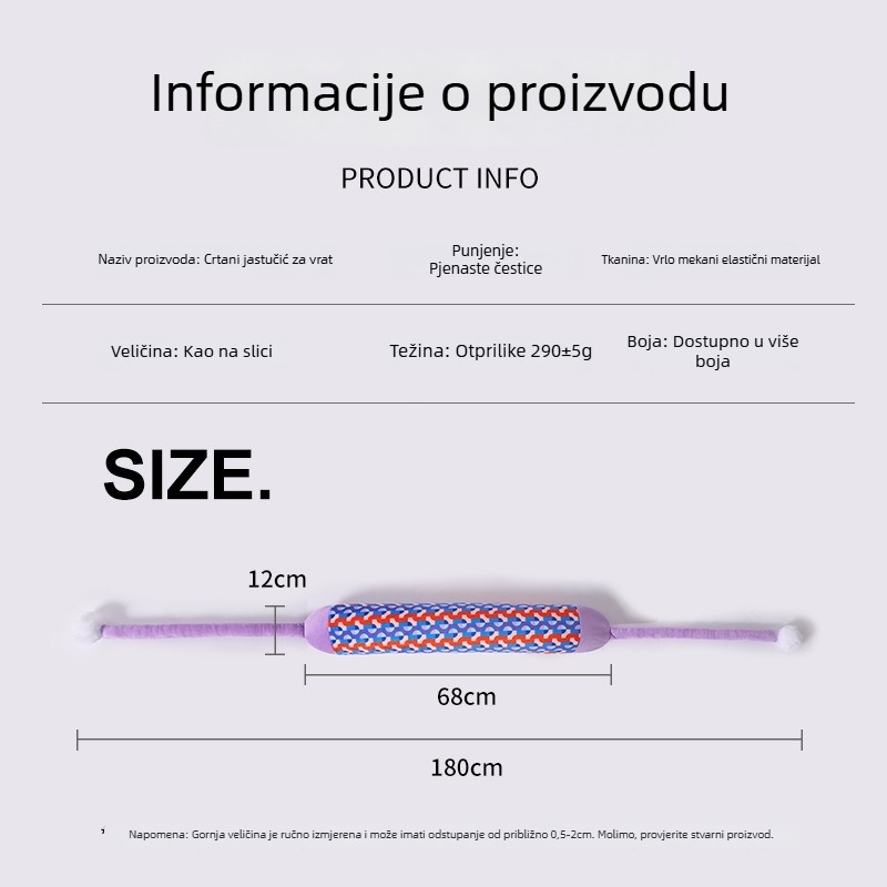 U-oblika putni jastuk za vrat za odrasle — punilo od pjenastih čestica, superelastična i meka tkanina, crtani stil