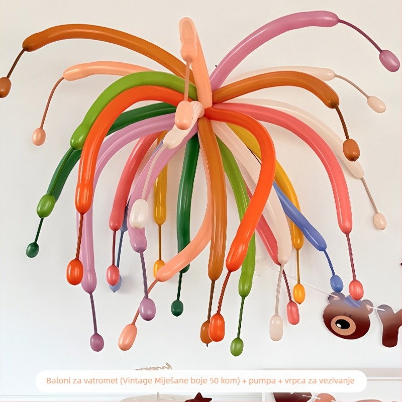 Festivalni latex baloni s dugačkom trakom, bez uzorka; tiskanje logotipa nije dopušteno; IP autorizacija: nema