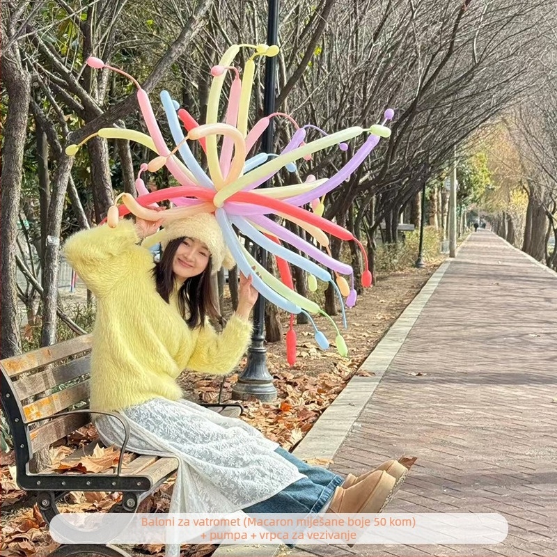 Festivalni latex baloni s dugačkom trakom, bez uzorka; tiskanje logotipa nije dopušteno; IP autorizacija: nema