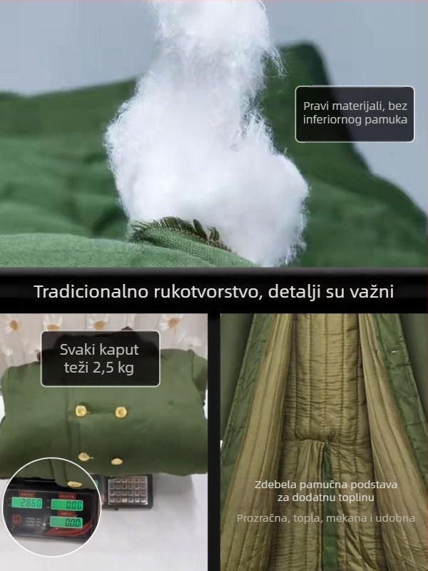 Dugi zimski vojni kaput, s flis podstavom, poliesterska tkanina, vodootporan i otporan na vjetar, unisex (Poliester; Vodootporan; Otporan na vjetar; Flis podstava; Unisex)