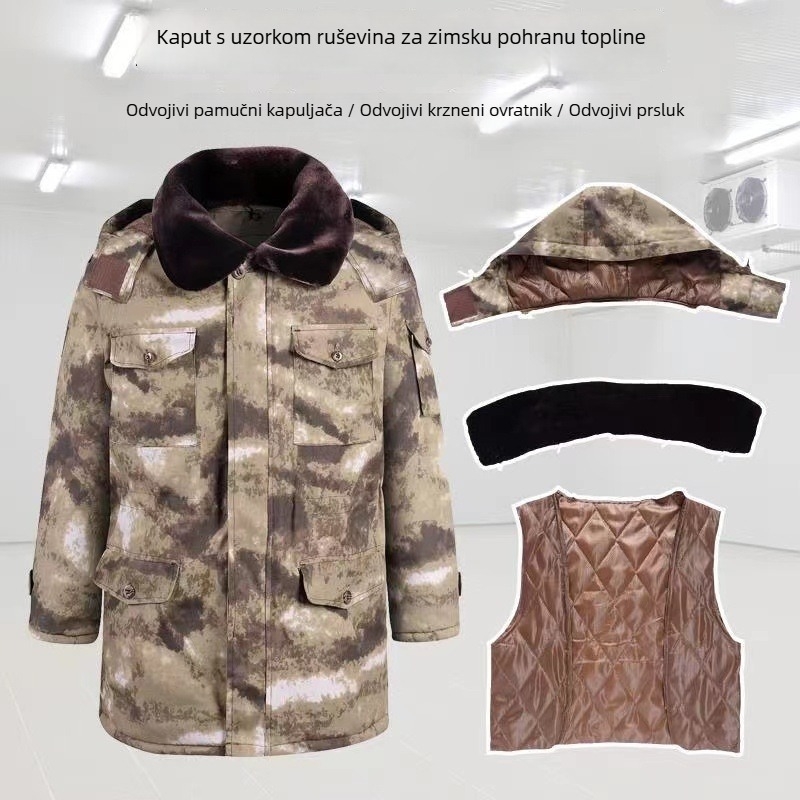 Dugi zimski vojni kaput, s flis podstavom, poliesterska tkanina, vodootporan i otporan na vjetar, unisex (Poliester; Vodootporan; Otporan na vjetar; Flis podstava; Unisex)