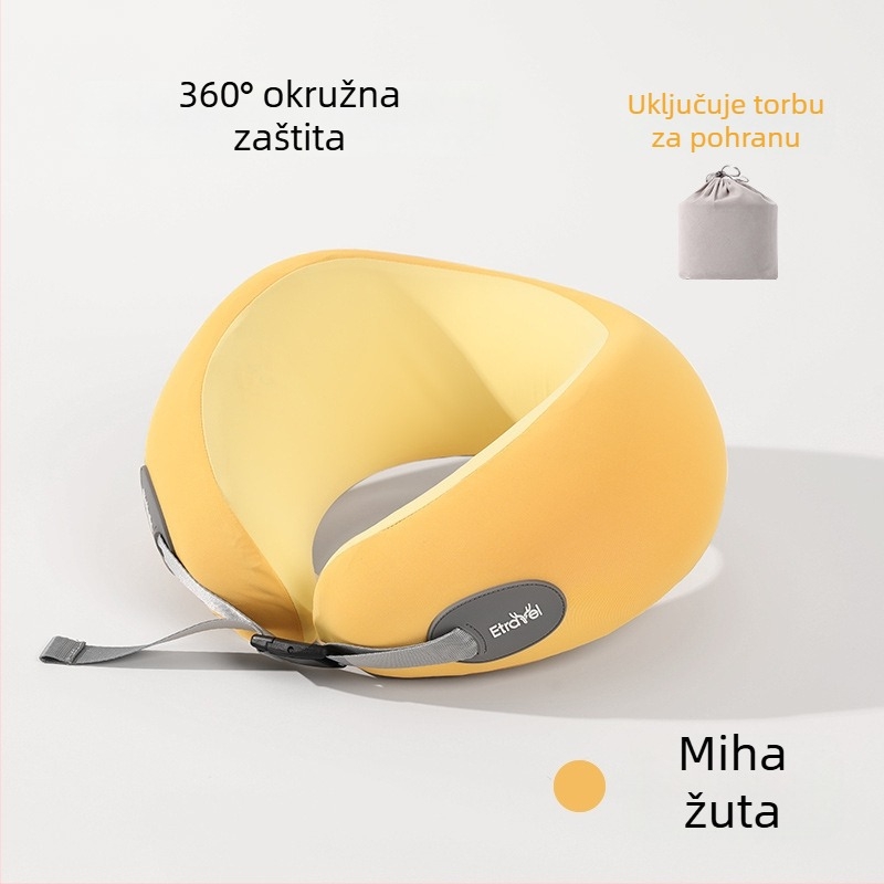 Jastuk za vrat u obliku U za putovanja, od memorijske pjene, Ice Silk navlaka, modern minimalistički stil, prenosiv za avion