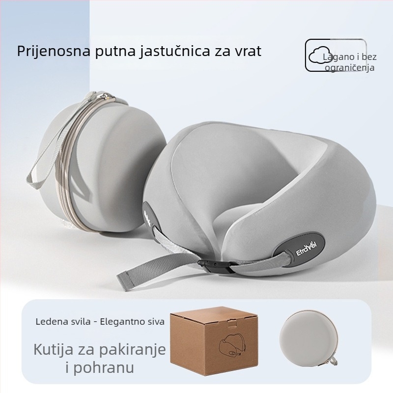 Jastuk za vrat u obliku U za putovanja, od memorijske pjene, Ice Silk navlaka, modern minimalistički stil, prenosiv za avion